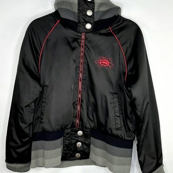 Women's Y2K  Black Vintage Ecko Red Bomber Jacket  Size Large - Picture 2 of 10